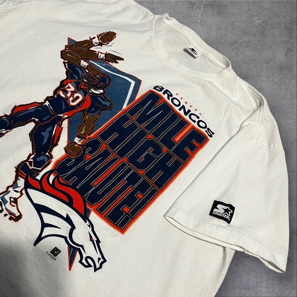 Vintage Denver Broncos Mile High Salute Starter T-Shirt - Picture 3 of 4